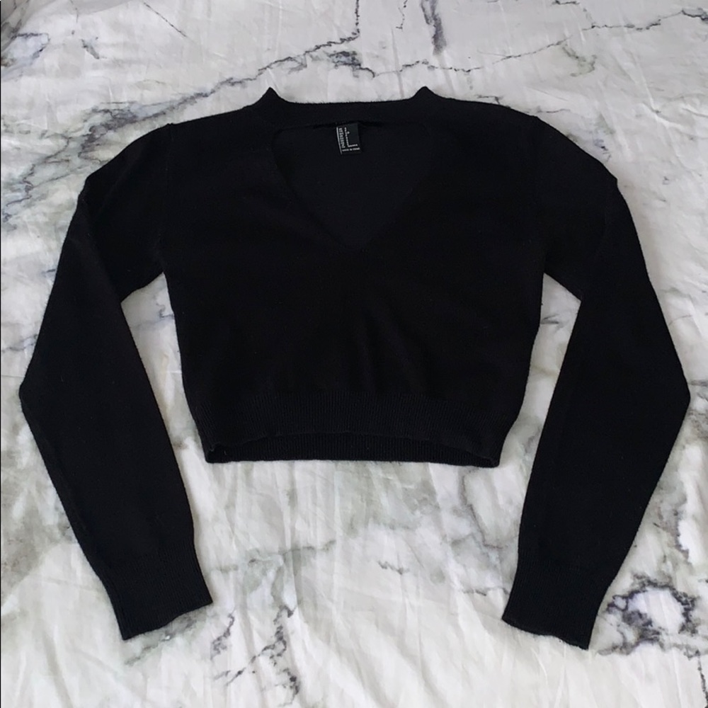 F21 cropped cutout sweater